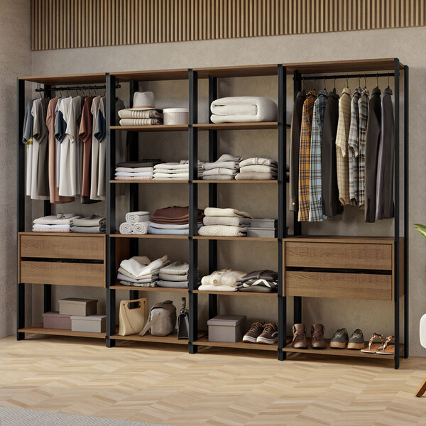 Guarda-roupa Closet Modulado Valencia 4 Gavetas 258cm Rustic/