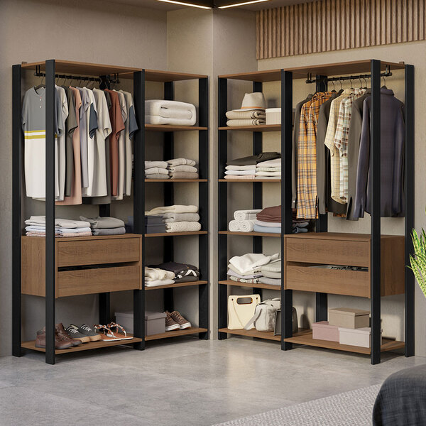 Guarda-roupa Closet Modulado Valencia 4 Gavetas 358cm Rustic/