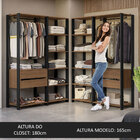Guarda-roupa Closet Modulado Valencia 4 Gavetas 358cm Rustic/