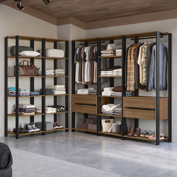 Guarda-roupa Closet Modulado Valencia 4 Gavetas 417cm Rustic/