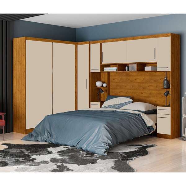 Guarda-roupa Closet Modulado Victória 9 Pt 5 Gv Nature E Off