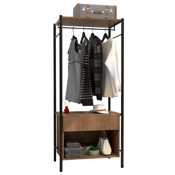 Guarda Roupa Closet Solteiro Lince Preto Demolição Bnn Decor