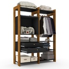 Guarda Roupa Closet Toronto Solteiro Carvalho Com Preto Luapa
