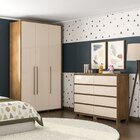 Guarda-roupa Coimbra 3 Portas Cômoda 8 Gavetas Freijó / Off W