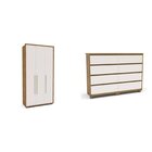 Guarda-roupa Coimbra 3 Portas Cômoda 8 Gavetas Freijó / Off W