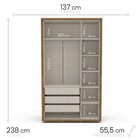 Guarda-roupa Coimbra 3 Portas Cômoda 8 Gavetas Freijó / Off W