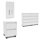 Guarda-roupa Coimbra 3 Portas Cômoda 8 Gavetas Mesa De Cabece