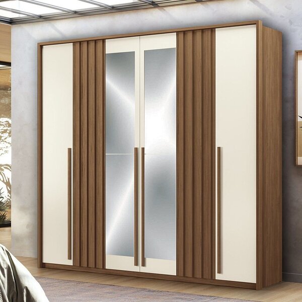 Guarda-roupa Coimbra 4 Portas 4 Gavetas Com Espelho Jatobá/ar