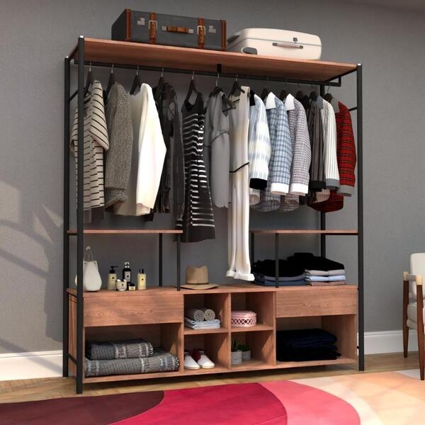 Guarda Roupa Com 2 Gavetas Preto/ Demolição Fênix