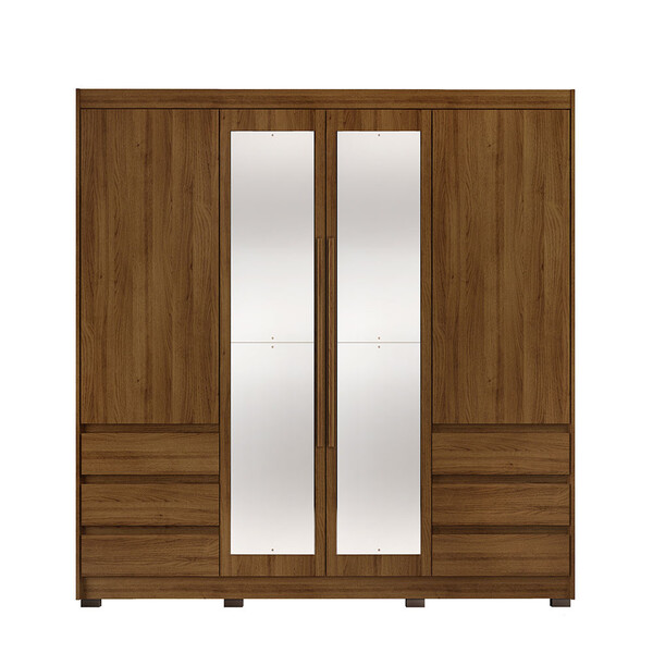 Guarda-roupa Com 4 Portas 6 Gavetas Triunfo Com Espelhos E Pé