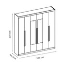 Guarda-roupa Com 6 Portas 2 Gavetas Versales Com Espelhos Dj