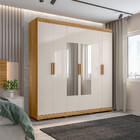 Guarda-roupa Com 6 Portas 3 Gavetas Marquez Com Espelhos E Pé