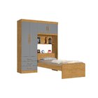 Guarda Roupa Com Cama 4 Portas 3 Gavetas Cancun Nature/cinza