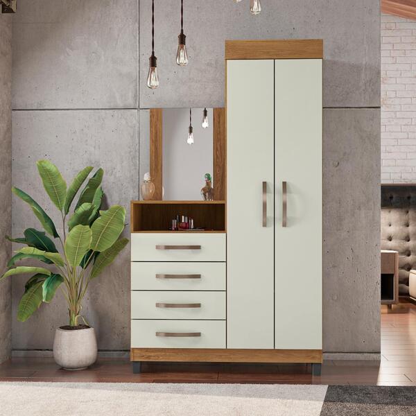 Guarda Roupa Com Cômoda 2 Portas 4 Gavetas Oceanic Freijó Cin