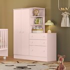 Guarda-roupa Com Cômoda 3 Gavetas Doce Sonho Rosa Acetinado