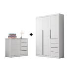 Guarda Roupa Com Cômoda Para Bebê Branco E Cinza Eloa Phoenix