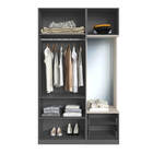 Guarda Roupa Com Espelho 03 Porta 03 Prateleiras Grafite E Na