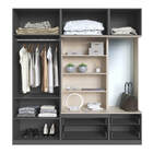 Guarda Roupa Com Espelho 05 Portas 04 Gavetas Grafite E Natur