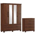 Guarda Roupa Com Espelho 2242 E Comoda 2240 Ouro Madeira Maci