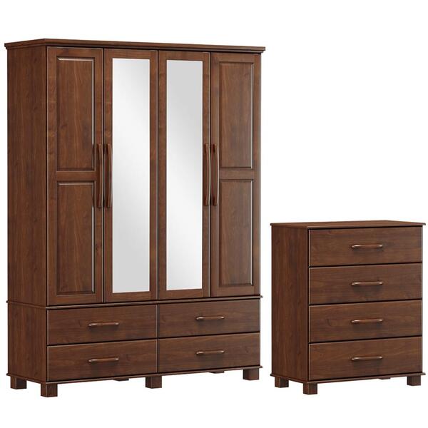 Guarda Roupa Com Espelho 2242 E Comoda 2240 Ouro Madeira Maci