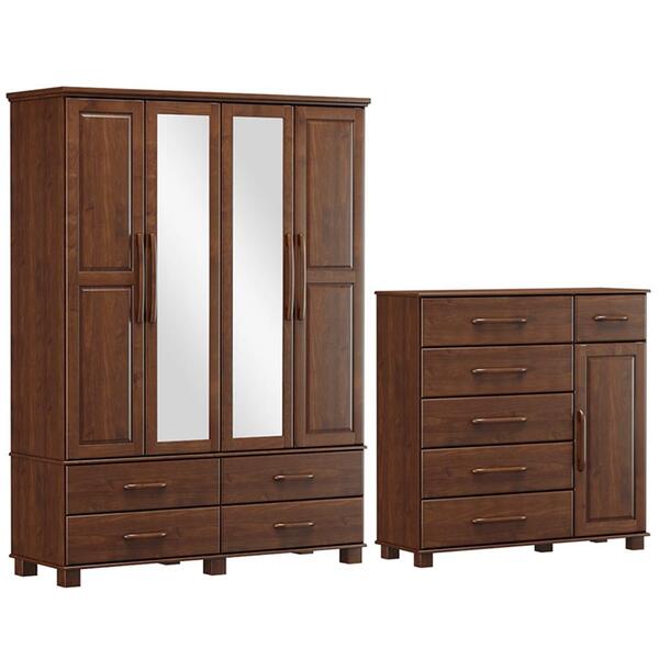 Guarda Roupa Com Espelho 2242 E Comoda 2241 Ouro Madeira Maci