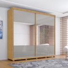 Guarda Roupa Com Espelho 2 Portas Aroeira Naturale Off White
