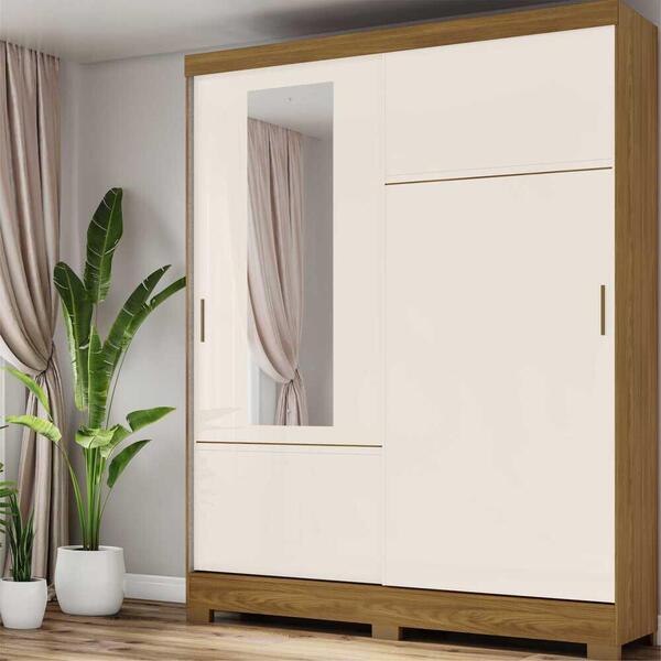 Guarda-roupa Com Espelho 2 Portas De Correr 2 Gavetas Viena M