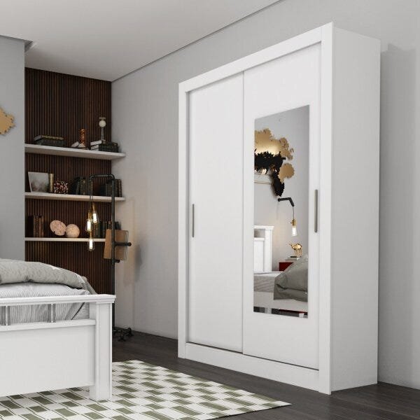 Guarda-roupa Com Espelho 2 Portas De Correr 2 Gavetas Zurique