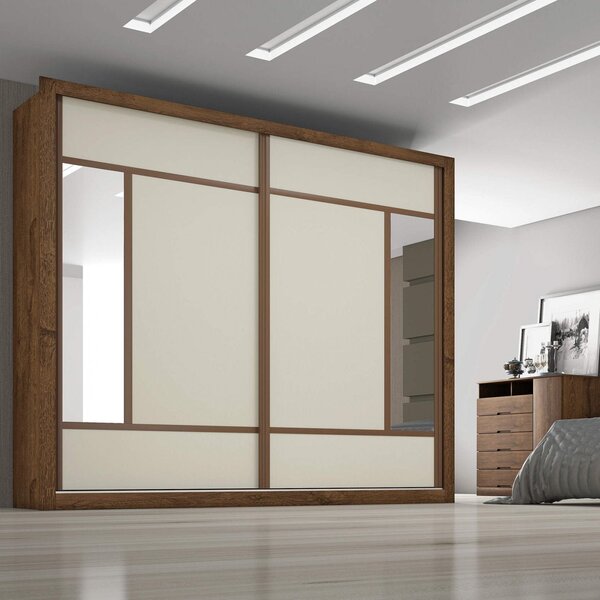 Guarda Roupa Com Espelho 2 Portas De Correr E 6 Gavetas Flex