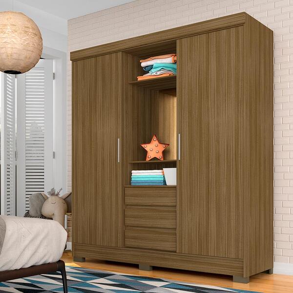 Guarda Roupa Com Espelho 3 Gav Virginia Boreal - Móveis Arapo