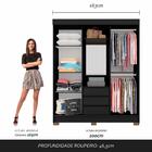 Guarda Roupa Com Espelho 3 Gav Virginia Preto Fosco - Móveis