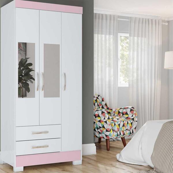 Guarda-roupa Com Espelho 3 Portas 2 Gavetas Toronto Multimóve