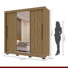 Guarda Roupa Com Espelho 3 Portas 3 Gavetas Cannes Imop Nogal
