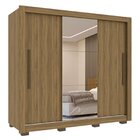 Guarda Roupa Com Espelho 3 Portas 3 Gavetas Cannes Imop Nogal
