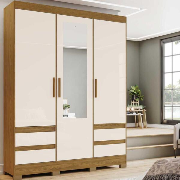 Guarda-roupa Com Espelho 3 Portas 4 Gavetas Itália Multimóvei