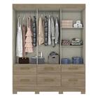 Guarda-roupa Com Espelho 3 Portas De Correr 6 Gavetas Cairo M