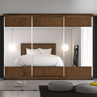 Guarda-roupa Com Espelho 3 Portas De Correr Milano Braúna/off