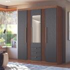 Guarda Roupa Com Espelho 3 Portas Ripado Bari Jatobá Grafite