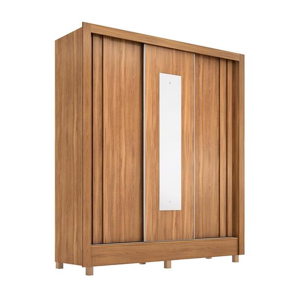 Guarda Roupa Com Espelho 3 Portas Tokyo Amêndola Off White