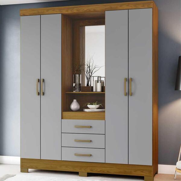 Guarda-roupa Com Espelho 4 Portas 3 Gavetas Capri Multimóveis