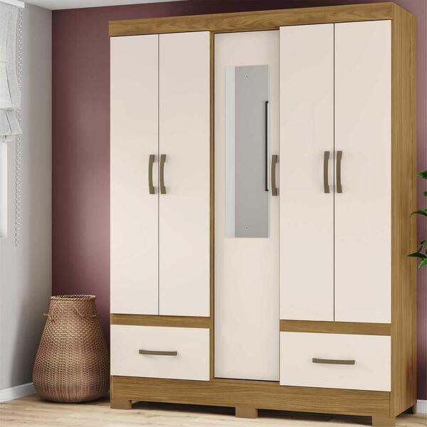 Guarda-roupa Com Espelho 5 Portas 2 Gavetas Mônaco Multimóvei