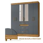Guarda Roupa Com Espelho 6 Portas 3 Gavetas Freijó Cinza Itat