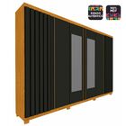 Guarda Roupa Com Espelho 6 Portas Absolut Naturale Grafite Ri