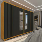 Guarda Roupa Com Espelho 6 Portas Absolut Naturale Grafite Ri