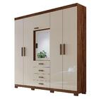Guarda Roupa Com Espelho 6 Portas Imbuia Com Off White