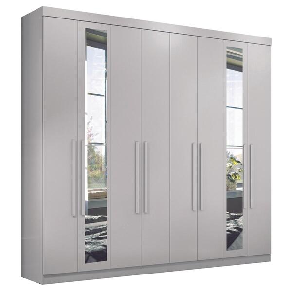 Guarda Roupa Com Espelho 8 Portas Casal Madri Branco