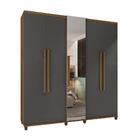 Guarda Roupa Com Espelho Amsterdam Cinamomo Grafite