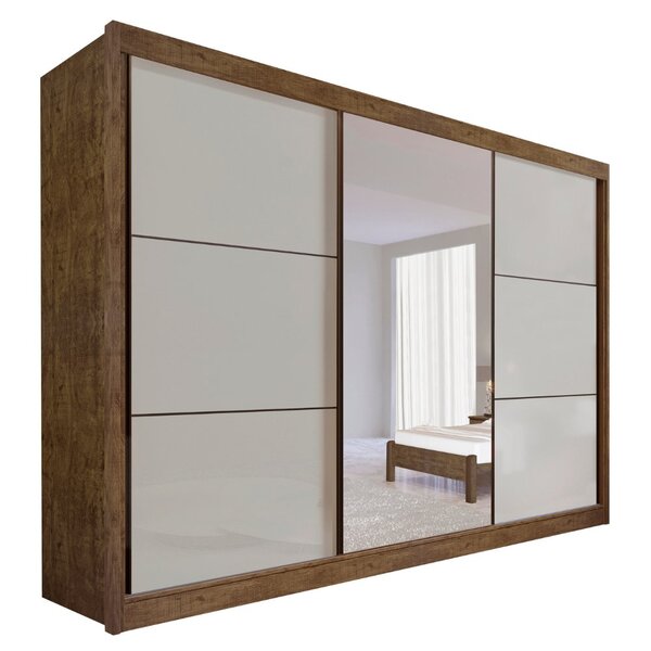 Guarda Roupa Com Espelho Casal 3 Portas 6 Gavetas 100% Mdf Miami