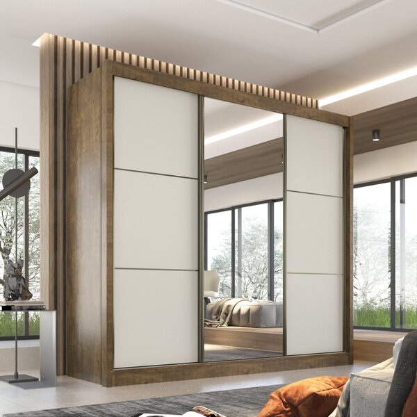 Guarda Roupa Com Espelho Casal 3 Portas 6 Gavetas 100% Mdf Te