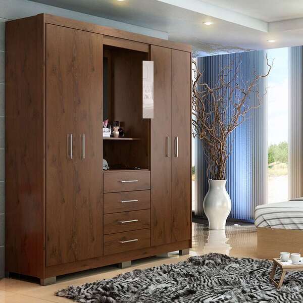 Guarda-roupa Com Espelho Casal Primacy 4 Pt 4 Gv Capuccino